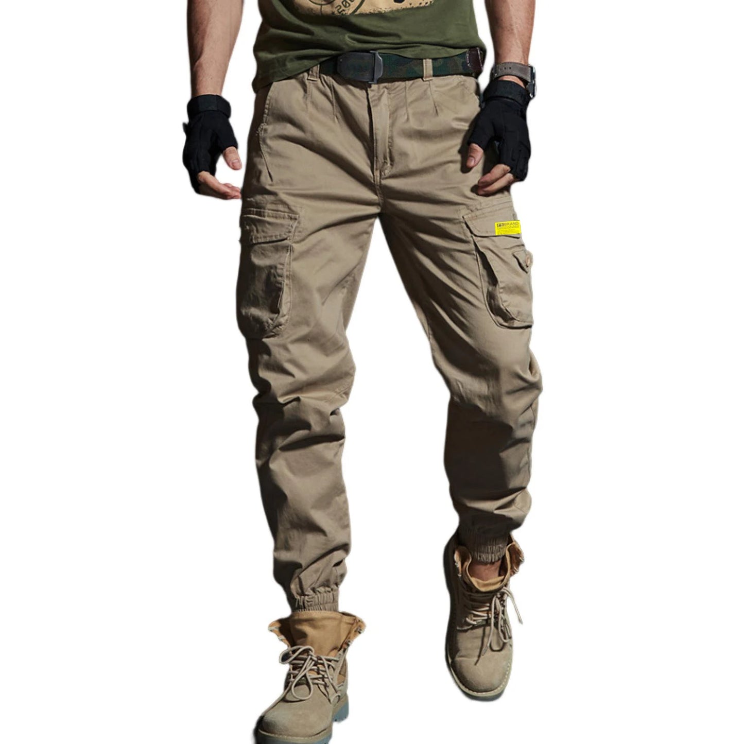 Men'S Cargo Pants Bottoms Popular Multi Pockets Loose-Fitting Ankle Tied Trousers Pants Streetwear Zipper Jogger Pants Outwear