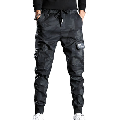 Men'S Cargo Pants Bottoms Popular Multi Pockets Loose-Fitting Ankle Tied Trousers Pants Streetwear Zipper Jogger Pants Outwear